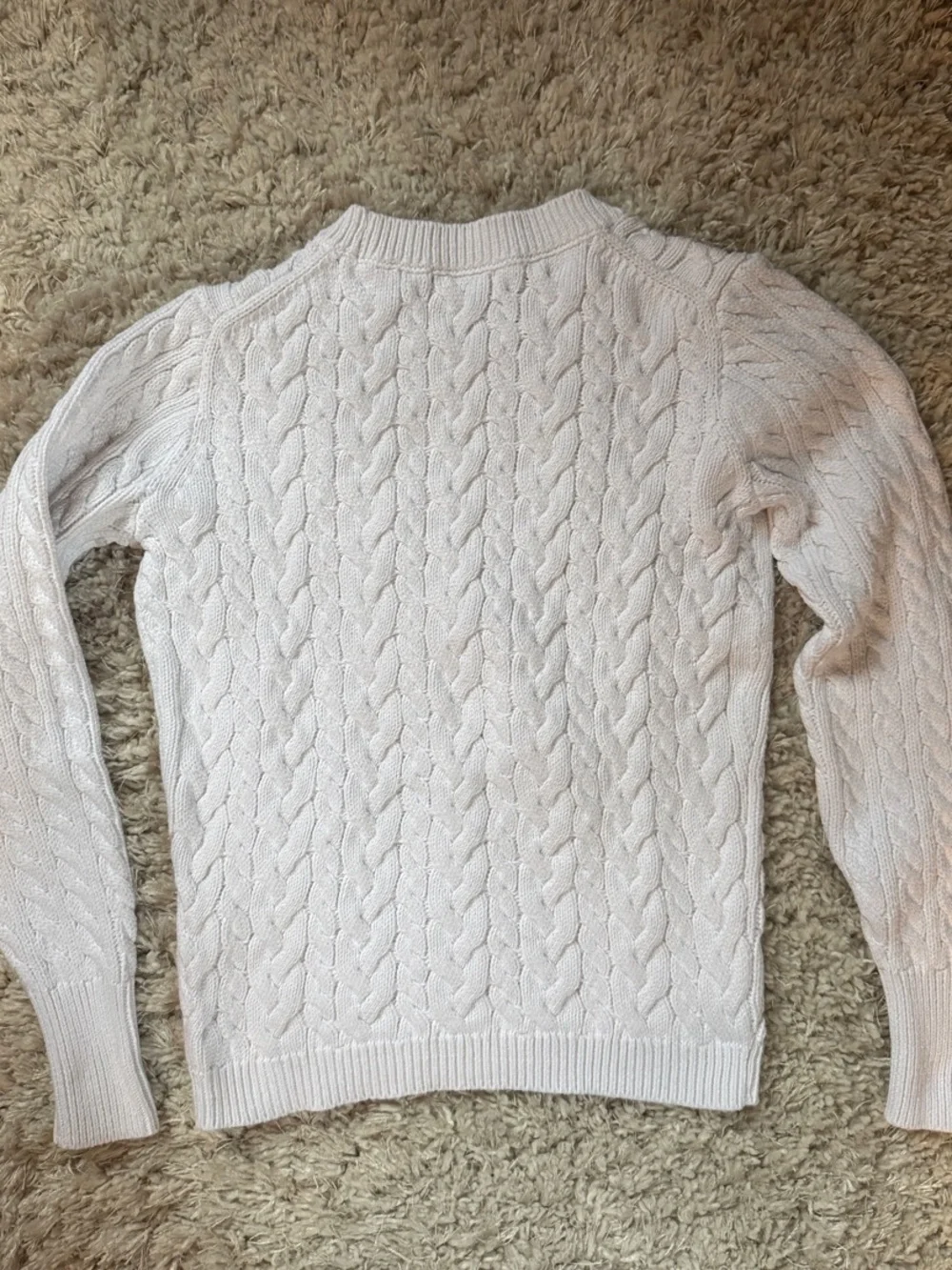 J. Crew White Cable Knit Crew Sweater